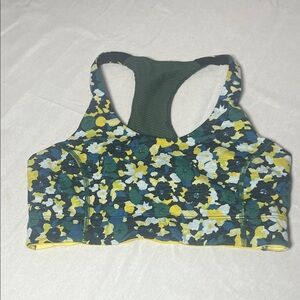 Outdoor Voices Floral Sports Bra - Green and Yellow